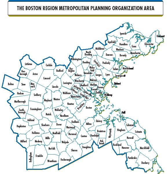 Boston area Town Map